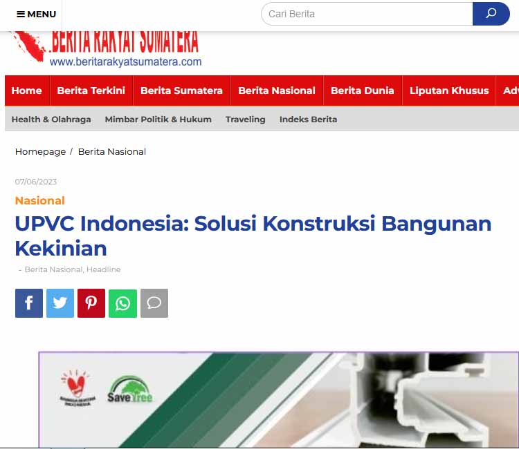 Tangkapan liputan Berita Rakyat Sumatera tentang UPVC Indonesia