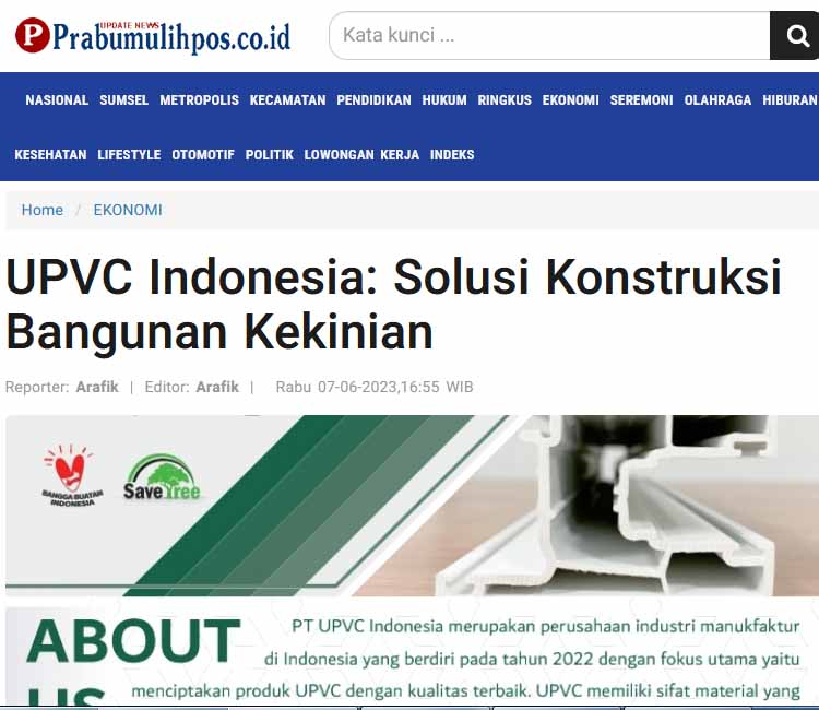 Tangkapan liputan Prabumulih Pos tentang UPVC Indonesia